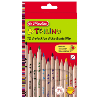 Creioane colorate triunghiulare Herlitz Trilino 12 culori