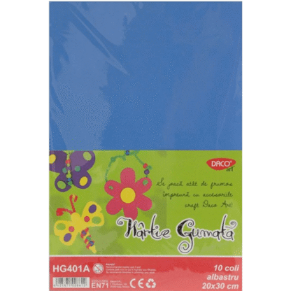 Hartie gumata Uni Daco 10 coli - Albastru