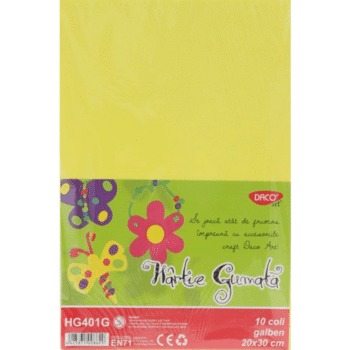Hartie gumata Uni Daco 10 coli - Galben
