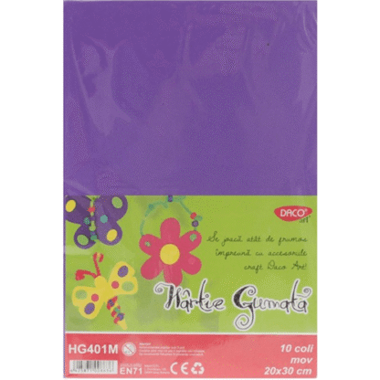 Hartie gumata Uni Daco 10 coli - Mov