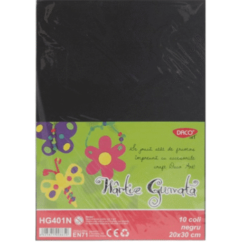Hartie gumata Uni Daco 10 coli - Negru