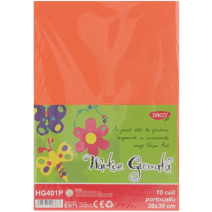 Hartie gumata Uni Daco 10 coli - Portocaliu
