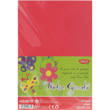 Hartie gumata Uni Daco 10 coli - Rosu