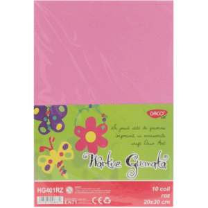 Hartie gumata Uni Daco 10 coli - Roz