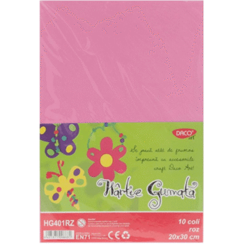 Hartie gumata Uni Daco 10 coli - Roz