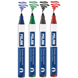 Marker permanent Milan - Rosu, Negru, Verde, Albastru