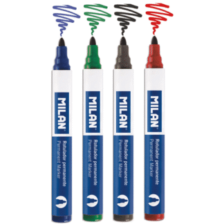 Marker permanent Milan - Rosu, Negru, Verde, Albastru