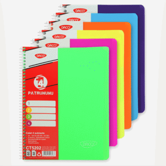 Caiet spira coperta plastic A4 120 file 4 subiecte Daco