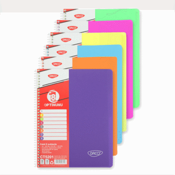 Caiet spira coperta plastic A4 240 file 8 subiecte Daco