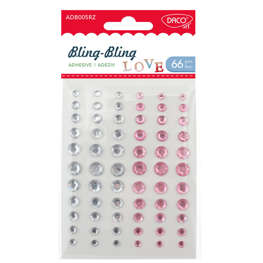 Diamante autoadezive Bling Bling - alb roz Diamante autoadezive Bling Bling - alb/roz