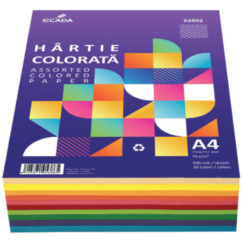 Hartie colorata asortata A4 75g 500 coli 10 culori