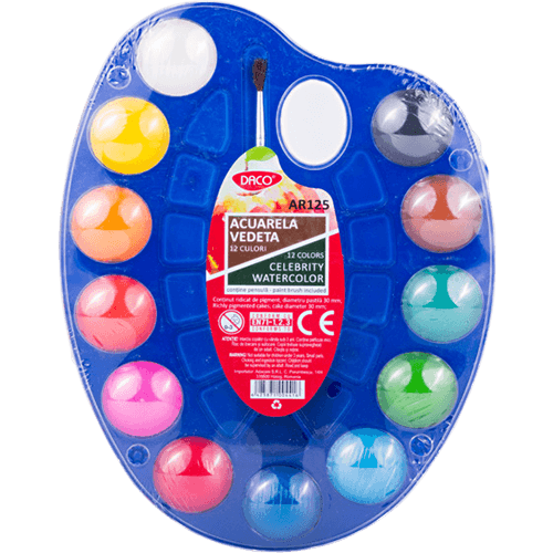 Acuarele paleta 12 culori Vedeta Daco