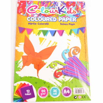 Hartie colorata asortata A4 80g 12 culori 36 coli