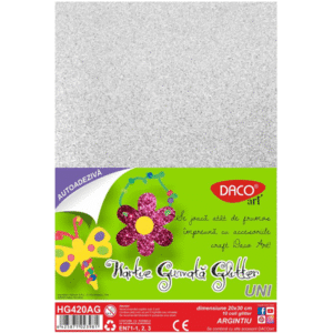 Hartie gumata glitter autoadeziva Uni DacoArt - Argintiu