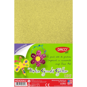 Hartie gumata glitter autoadeziva Uni DacoArt - Auriu