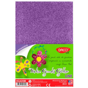 Hartie gumata glitter autoadeziva Uni DacoArt - Mov