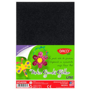 Hartie gumata glitter autoadeziva Uni DacoArt - Negru