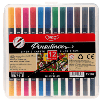 Pix liner si pensula Pensuliner 12 culori Daco
