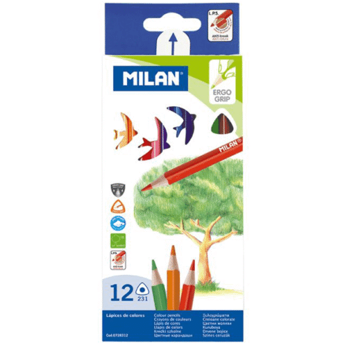 Creioane colorate triunghiulare Milan 12 culori