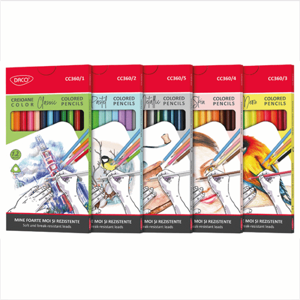 Creioane colorate pachet 5 seturi diferite Daco Color Me