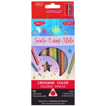 Creioane colorate Daco Soare Luna Stele 12 culori