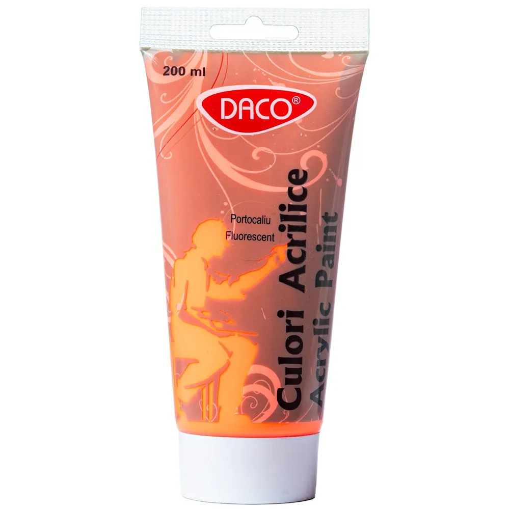 Culori acrilice Daco 200 ml - Portocaliu Fluorescent Culori acrilice Daco 200 ml - Portocaliu Fluorescent