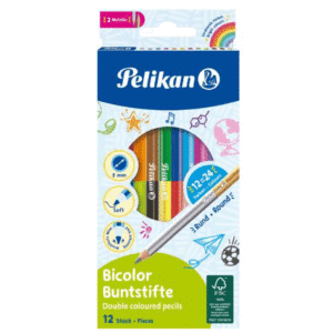 Creioane colorate Pelikan Bicolor 12 creioane 24 culori