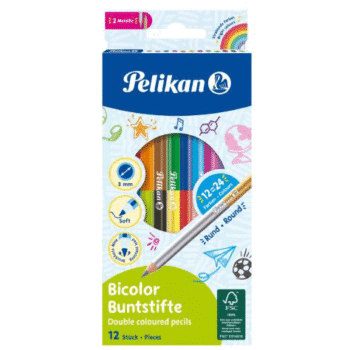 Creioane colorate Pelikan Bicolor 12 creioane 24 culori