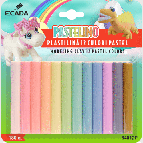 Plastilina 12 culori Pastel Ecada