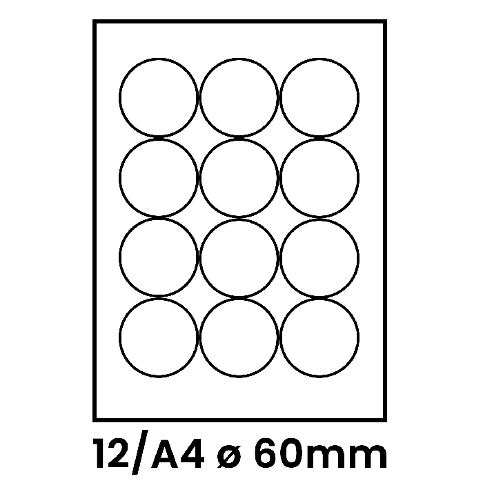 Etichete autoadezive 12 A4 buline 60 mm Etichete autoadezive 12 A4 buline 60 mm