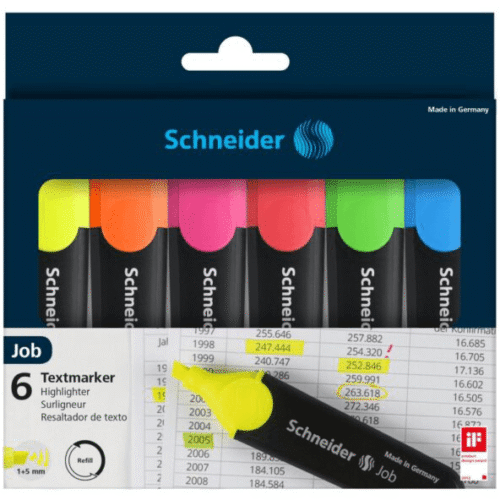 Marker evidentiator Schneider Job set 6 culori