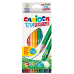 Creioane colorate cu radiera Carioca Erasable 12 culori