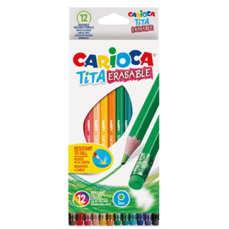 Creioane colorate cu radiera Carioca Erasable 12 culori