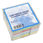 Cub hartie colorata suport plastic 8.5 x 8.5cm 500c 5 culori