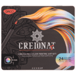 Creioane colorate cutie metalica Daco Pastel 24 culori