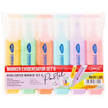 Marker evidentiator Daco Pastel 6 culori set