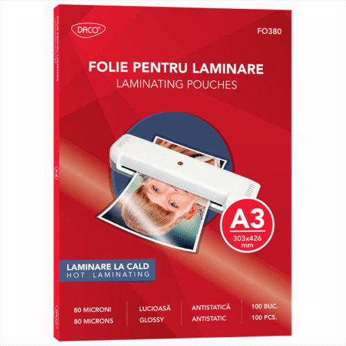 Folie laminare Daco A3 80 microni lucioasa 100 buc