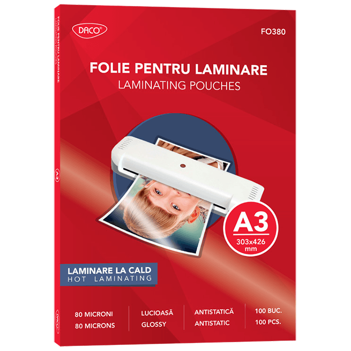 Folie laminare Daco A3 80 microni lucioasa 100 buc Folie laminare Daco A3 80 microni lucioasa 100 buc