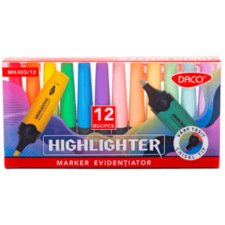 Marker evidentiator Daco 12 culori set