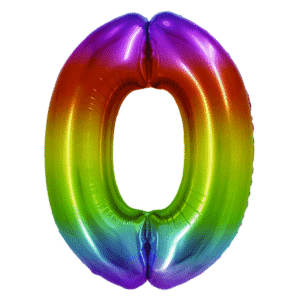 Balon folie cifra 0 85 cm Curcubeu