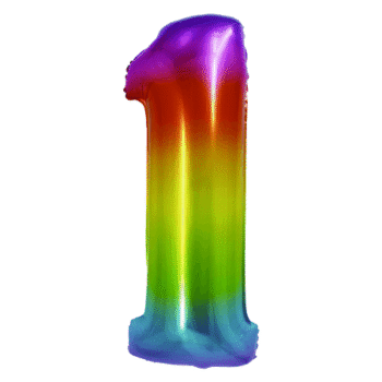 Balon folie cifra 1 Curcubeu