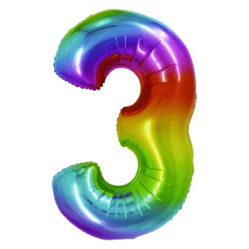 Balon folie cifra 3 Curcubeu