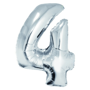 Balon folie cifra 4 Argintiu