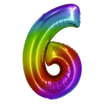 Balon folie cifra 6 Curcubeu