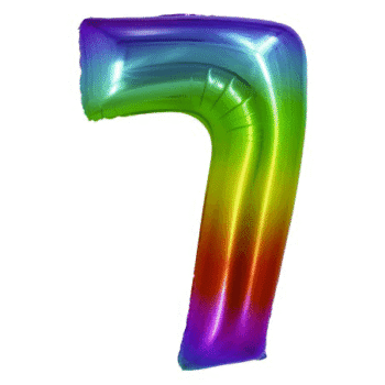 Balon folie cifra 7 Curcubeu