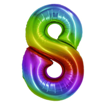 Balon folie cifra 8 Curcubeu