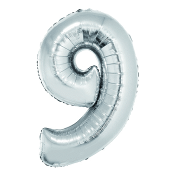 Balon folie cifra 9 Argintiu