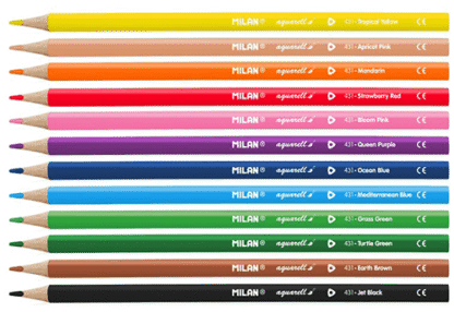 Creioane colorate acuarela Milan 12 culori