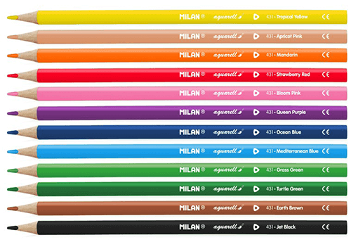 Creioane colorate acuarela Milan 12 culori