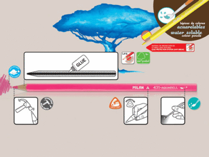 Creioane colorate acuarela Milan 12 culori